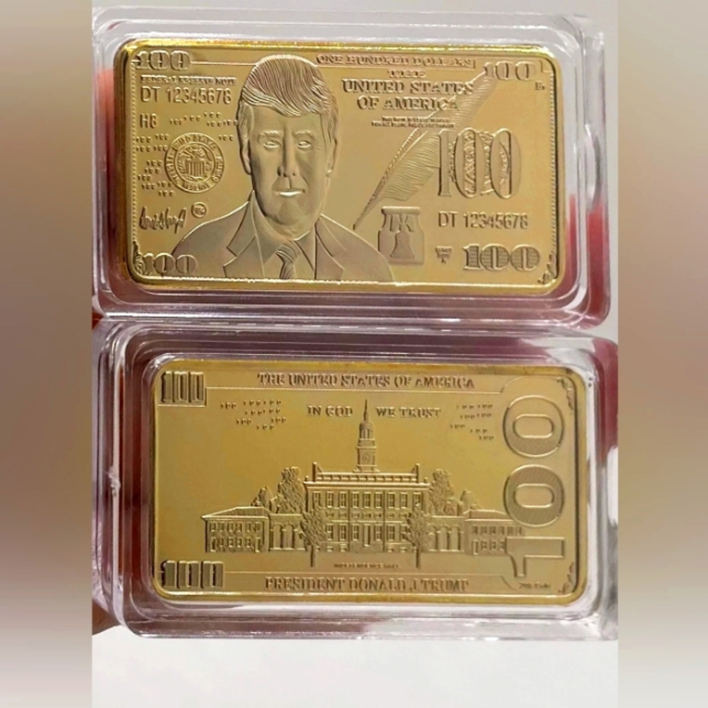 Gold plated trump $100 Gold bar